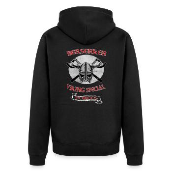 Wikinger Skull Totenkopf Axt Walhalla - Unisex Premium Bio Zip Hoodie - Schwarz - Hinten - Nico (187cm)