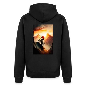 Mountain Sports Mountain Bike Downhill Graphics - Unisex Premium Organic Zip Hoodie - black - Back - Nico (187cm)