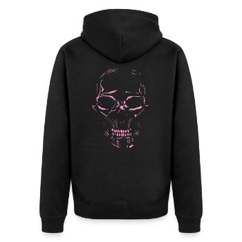 Skull Minimal PINK - Unisex Premium Organic Zip Hoodie - black - Back - Nico (187cm)