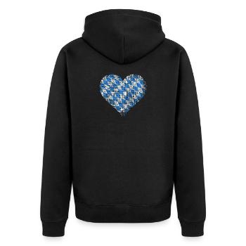 Bayern Wappen Bavaria bayern bayrisch Herz - Unisex Premium Bio Zip Hoodie - Schwarz - Hinten - Nico (187cm)