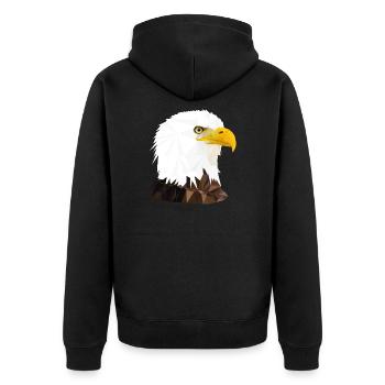 ADLER/ POLYGON - Unisex Premium Bio Zip Hoodie - Schwarz - Hinten - Nico (187cm)