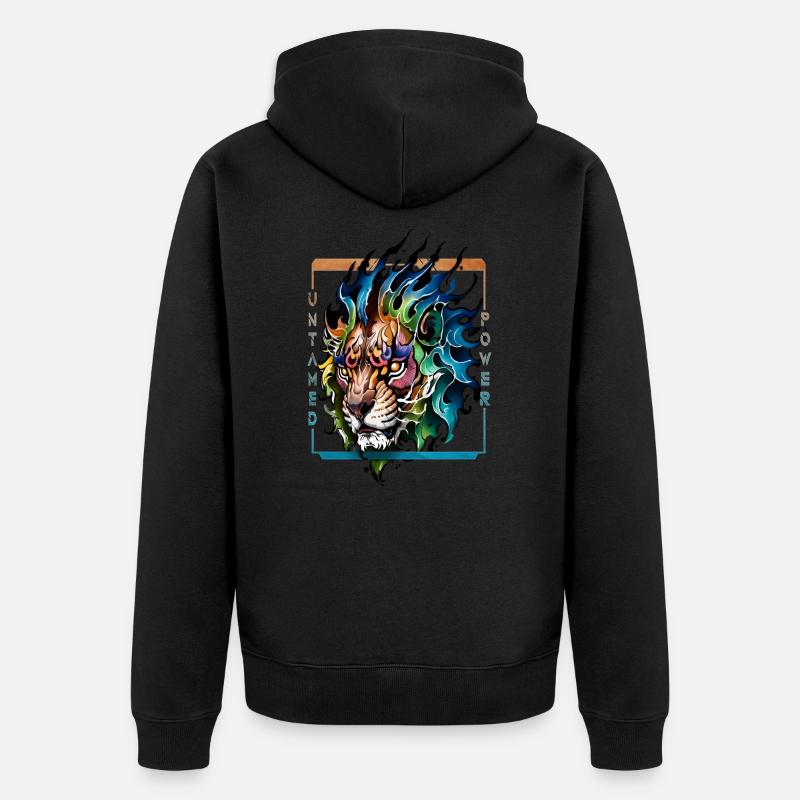 Puissance indomptée du lion - Veste à capuche bio Premium Unisexe - noir