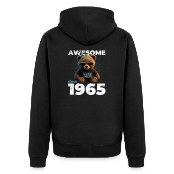 60e anniversaire Original 1965 Millésime 1965 Ours mignon - Veste à capuche bio Premium Unisexe - noir - Dos - Nico (187cm)