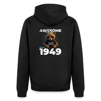 75th Birthday Original 1949 Vintage 1949 Bear Cute - Unisex Premium Organic Zip Hoodie - black - Back - Nico (187cm)