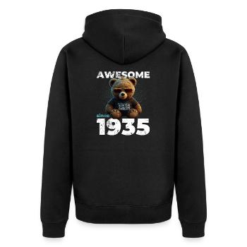 90e anniversaire Original 1935 Millésime 1935 Ours mignon - Veste à capuche bio Premium Unisexe - noir - Dos - Nico (187cm)