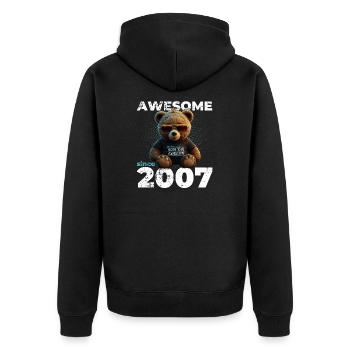 18th Birthday Original 2007 Vintage 2007 Bear Cute - Unisex Premium Organic Zip Hoodie - black - Back - Nico (187cm)
