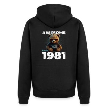 44. Geburtstag Original 1981 Jahrgang 1981 Bär süß - Unisex Premium Bio Zip Hoodie - Schwarz - Hinten - Nico (187cm)