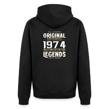 50th Birthday Legend September 1974 Volume 74 - Unisex Premium Organic Zip Hoodie - black - Back - Nico (187cm)