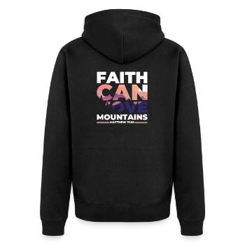 Faith can move Mountains, Christian gift. - Unisex Premium Organic Zip Hoodie - black - Back - Nico (187cm)