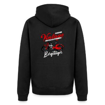 Zündapp Bergsteiger MD 25 Mofa Kult - Unisex Premium Bio Zip Hoodie - Schwarz - Hinten - Nico (187cm)