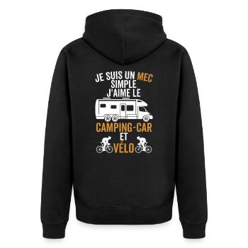 j suis un mec simple j'aime le camping car et vélo - Veste à capuche bio Premium Unisexe - noir - Dos - Nico (187cm)