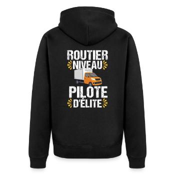 Routier élite camion cadeau chauffeur routier - Veste à capuche bio Premium Unisexe - noir - Dos - Nico (187cm)