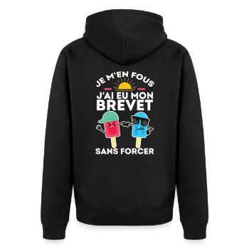 I don't care, I got my certificate without forcing 2024 - Unisex Premium Organic Zip Hoodie - black - Back - Nico (187cm)