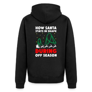 How Santa Stays In Shape During Off Season - Unisex Premium Organic Zip Hoodie - black - Back - Nico (187cm)