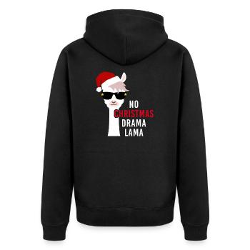 no christmas drama lama christmas gift - Unisex Premium Organic Zip Hoodie - black - Back - Nico (187cm)