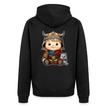 Bébé Viking avec doudou - Veste à capuche bio Premium Unisexe - noir - Dos - Nico (187cm)