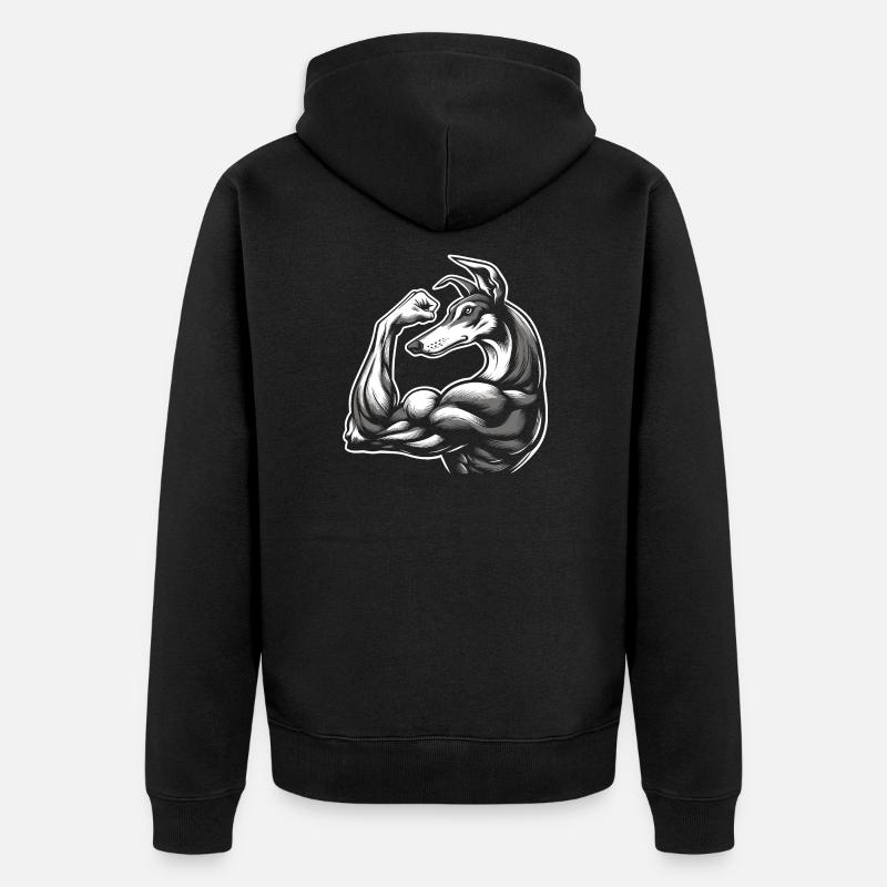 Podenco muscu gros biceps - Veste à capuche bio Premium Unisexe - noir