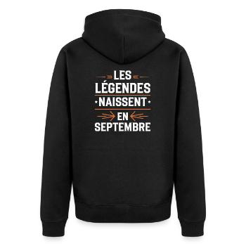 Les légendes naissent en septembre - Veste à capuche bio Premium Unisexe - noir - Dos - Nico (187cm)