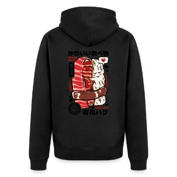 Japon sushi hug cute - Veste à capuche bio Premium Unisexe - noir - Dos - Nico (187cm)