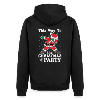 This Way To the Christmas Party - Unisex Premium Organic Zip Hoodie - black - Back - Nico (187cm)