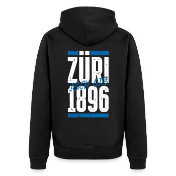 Züri - Unisex Premium Bio Zip Hoodie - Schwarz - Hinten - Nico (187cm)