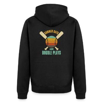 Summer Days And Double Plays - Unisex Premium Organic Zip Hoodie - black - Back - Nico (187cm)