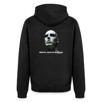 Gesundheit - Unisex Premium Bio Zip Hoodie - Schwarz - Hinten - Nico (187cm)