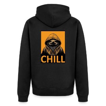 Chill Sloth - Unisex Premium Organic Zip Hoodie - black - Back - Nico (187cm)