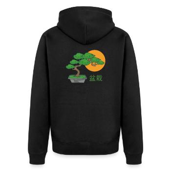 Bonsai Small Tree - Unisex Premium Organic Zip Hoodie - black - Back - Nico (187cm)