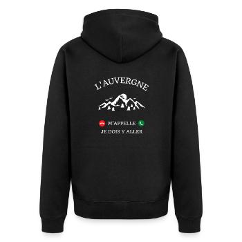 auvergne m'appelle humour auvergnat homme drole - Veste à capuche bio Premium Unisexe - noir - Dos - Nico (187cm)