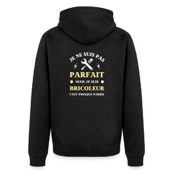pas parfait bricoleur humour bricolage homme drole - Veste à capuche bio Premium Unisexe - noir - Dos - Nico (187cm)