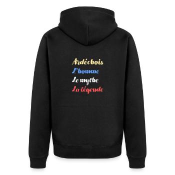 ardechois homme mythe legende humour ardeche homme - Veste à capuche bio Premium Unisexe - noir - Dos - Nico (187cm)