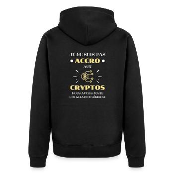 accro crypto humour crypto monnaie humoristique - Veste à capuche bio Premium Unisexe - noir - Dos - Nico (187cm)