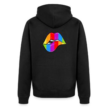Rainbow - Unisex Premium Organic Zip Hoodie - black - Back - Nico (187cm)