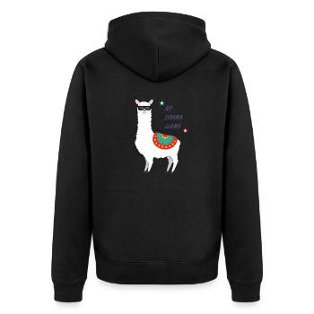 Lama - Unisex Premium Bio Zip Hoodie - Schwarz - Hinten - Nico (187cm)