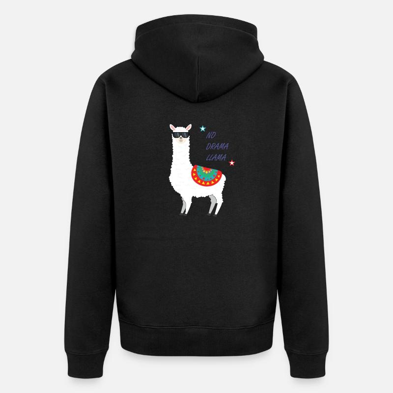 Lama - Unisex Premium Bio Zip Hoodie - Schwarz