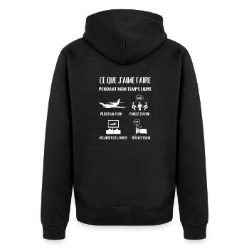 temps libre avion humour ulm aviateur aviation - Veste à capuche bio Premium Unisexe - noir - Dos - Nico (187cm)