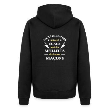 hommes égaux maçon humour maçonnerie cadeau drole - Veste à capuche bio Premium Unisexe - noir - Dos - Nico (187cm)