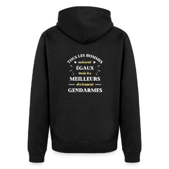 hommes égaux gendarmes humour gendarme cadeau - Veste à capuche bio Premium Unisexe - noir - Dos - Nico (187cm)