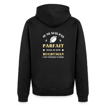 pas parfait rugby homme humour rugbyman cadeau - Veste à capuche bio Premium Unisexe - noir - Dos - Nico (187cm)