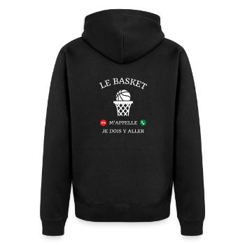 le basket m'appelle humour basketball femme cadeau - Veste à capuche bio Premium Unisexe - noir - Dos - Nico (187cm)