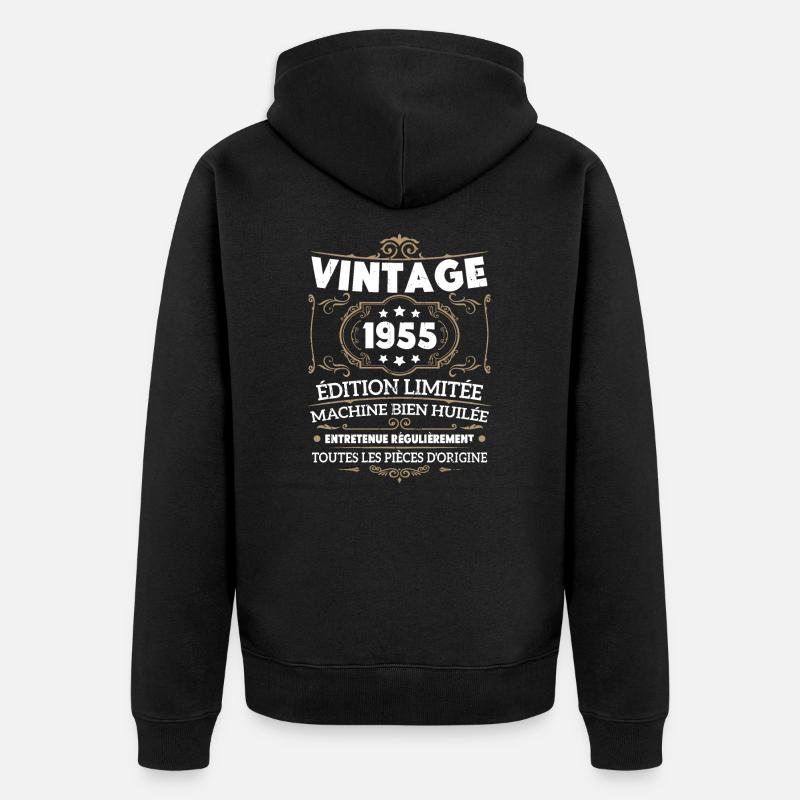 Cadeau D'anniversaire Vintage 1955 Édition Limitée - Veste à capuche bio Premium Unisexe - noir