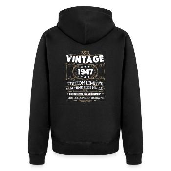 Cadeau D'anniversaire Vintage 1947 Édition Limitée - Veste à capuche bio Premium Unisexe - noir - Dos - Nico (187cm)