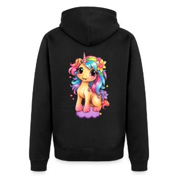 Cute unicorn - Unisex Premium Organic Zip Hoodie - black - Back - Nico (187cm)