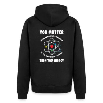 You Matter Science - Unisex Premium Bio Zip Hoodie - Schwarz - Hinten - Nico (187cm)