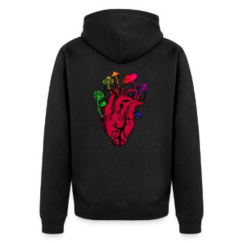 La vie des champignons dans le cœur ♡ - Veste à capuche bio Premium Unisexe - noir - Dos - Nico (187cm)
