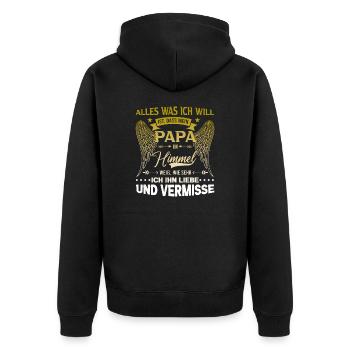 Tout ce que je veux, c’est que mon papa soit au ciel - Veste à capuche bio Premium Unisexe - noir - Dos - Nico (187cm)