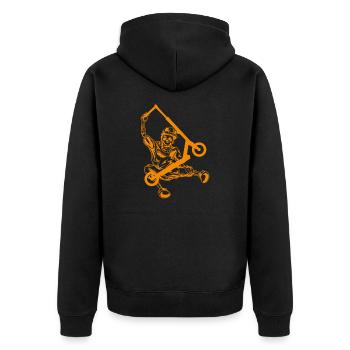 stunt roller stunt scooter scooter tretroll tretr - Unisex Premium Bio Zip Hoodie - Schwarz - Hinten - Nico (187cm)