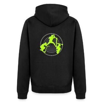 stunt roller stunt scooter scooter tretroll tretr - Unisex Premium Bio Zip Hoodie - Schwarz - Hinten - Nico (187cm)