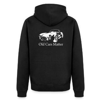 Old Cars Matter Retro Muscle Classics Vintage - Unisex Premium Bio Zip Hoodie - Schwarz - Hinten - Nico (187cm)